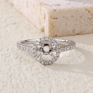 Anillo de Oro Blanco Sólido de 18K de Alta Calidad con Diamante Natural, Semi-Montura, Magnífico Regalo de Boda, Aniversario de Novia, Fiesta, Envío Rápido - Product Image 3