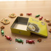 Boîtes en fer blanc de luxe de forme carrée de qualité alimentaire pour biscuits, gâteaux et autres produits, en métal et étain.