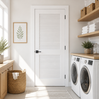 Porte intérieure pré-montée à âme pleine en bois, à 2 panneaux à persiennes, pour chambre, placard, ventilation et garde-manger