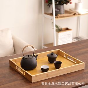 Bamboo Rectangular <b>Tray</b> With Handles 45x33x5cm For Serving Food Storage <b>Baskets</b> - Product Image 3