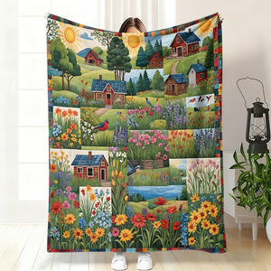 Couverture en flanelle à motif floral de paon, couverture de repos, couverture respirante et douce pour la peau, idéale pour les voyages, le camping, impression personnalisée OEM ODM - Product Image 5