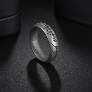 2024 nueva venta al por mayor de acero inoxidable Chapado en negro moda vikingo <span class=keywords><strong>runa</strong></span> anillos Retro Simple Hip Hop estilo Punk hombres anillo joyería - Product Image 4