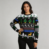 Pull en tricot personnalisé pour Noël, col rond, manches longues, pour les fêtes d'hiver
