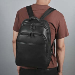 Men's Genuine Leather <b>Backpack</b> <b>Black</b> 56-75L With Usb Business Travel Casual Large Capacity <b>Backpack</b> - Product Image 2