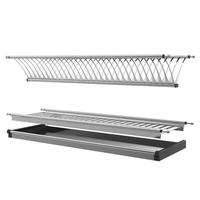 Rak piring dapur, lemari pengering piring dapur Stainless Steel 2 tingkat, Organizer penyimpanan piring bawaan