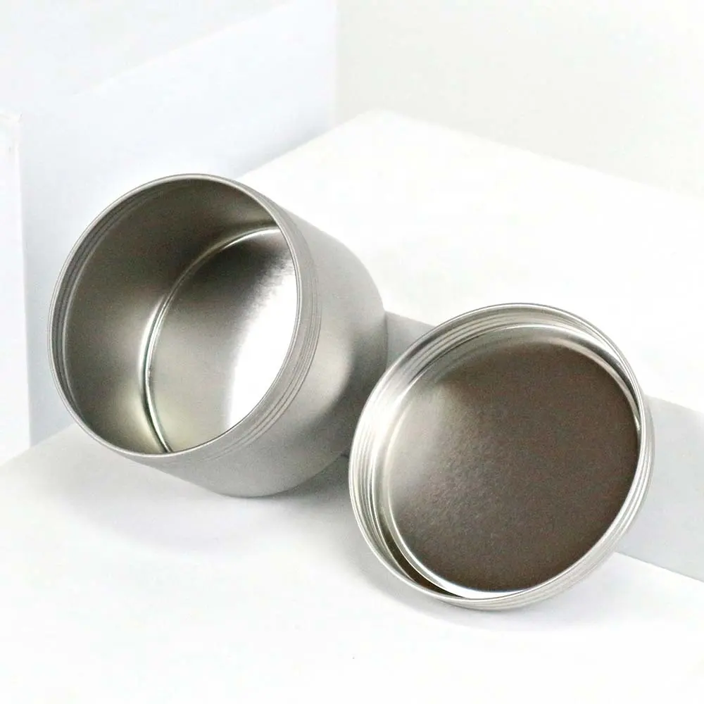 Candle Tin Container Black Gold Airtight Round 8 Oz Metal Can with Screw Lid Silver Tin Tea Box