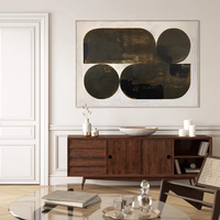 Grande peinture murale Wabi Sabi de couleur neutre, beige et terre cuite, art mural minimaliste, texture brune, peinture à l'huile abstraite géométrique