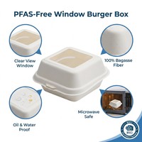 Boîte d'emballage personnalisée en bagasse compostable avec fenêtre, micro-ondable, robuste et recyclable, type bento pour restaurants et restauration rapide