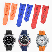 Bracelet en fluororubber respirant de luxe haut de gamme de 20 mm pour montres mécaniques de plongée pour hommes GMT, extrémité incurvée, remplacement