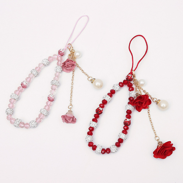2024 Wholesale Cartoon Cheap Handmade Beads Bracelet Acrylic Beaded Keychain Beaded Mobile Phone Charm for Car Bag