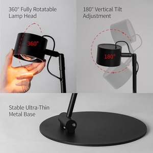 Lampe de sol pliable minimaliste avec rotation à 360° °   Tête rotative et 60° °   Base réglable noir et blanc, gain de place pour chambre, bureau, salle d'étude - Product Image 4