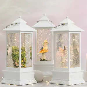 2022 New Gifts White Lantern Glitter Snow Wind Lamp For Christmas Decoration Supplier