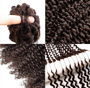 Extensions de cheveux au crochet à deux brins 100% faciles à enlever 100% extensions de cheveux humains Meches faciles à coiffer les mèches - Product Image 3