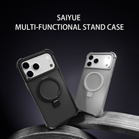 Coque de téléphone antichoc magnétique avec béquille pour iPhone 17 16 15 14 13 12 Pro Max, coque arrière rigide en PC avec protection de l'appareil photo