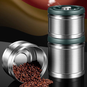 ภาชนะเก็บอาหารสุญญากาศสแตนเลส 304 ฝาปิดแบบพลิกทรงกระบอก กล่องเก็บอาหารแห้งในครัวเรือน - Product Image 1