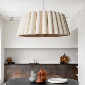 Lustre rond en bois de style chinois avec LED pour salle à manger, salon, chambre à coucher - Product Image 3