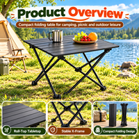 Table de camping pliable portable WOQI, en aluminium, pliable, mobilier d'extérieur, installation facile, sac de transport compact
