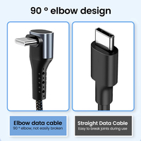 90-Grad-Winkel-USB-Typ-C-Kabel, 66W 6A, Typ-C-zu-Typ-C-Schnelllade-Datenkabel für iPhone 17, 0,25M/0,5M Kurzes Powerbank-Kabel Typ C