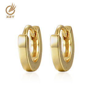 Orecchini a Cerchio Minimalisti XZY in Argento Sterling 925 Placcato Oro per Donne, Misure 5/6/7/8/9/10/12mm - Product Image 3