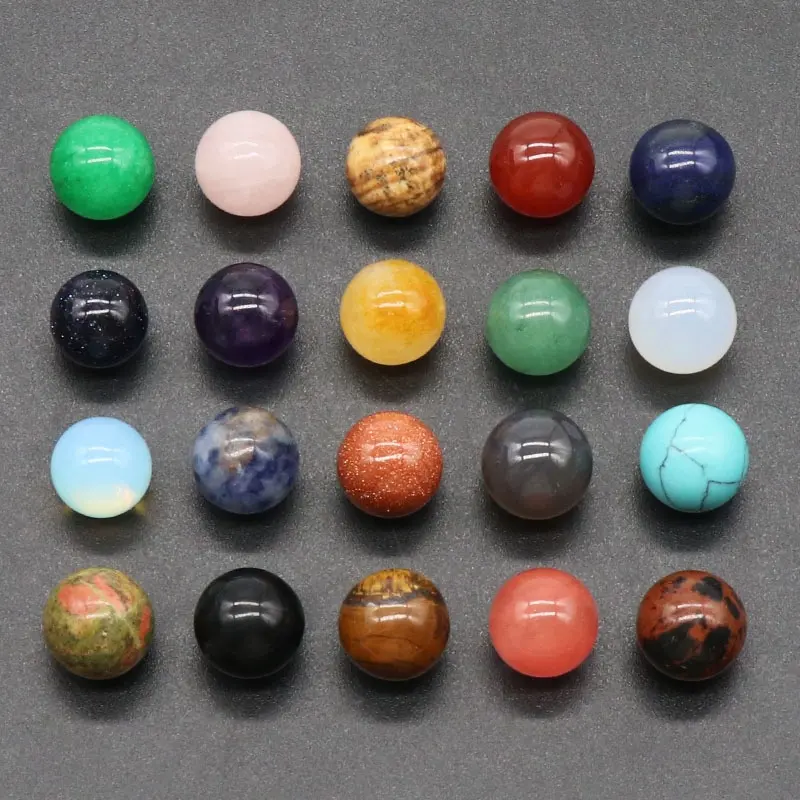 Atacado 12mm Non-porous Crystal Healing Beads Semi-gemstone Round Stone Bead Jóias Mini bola de cristal