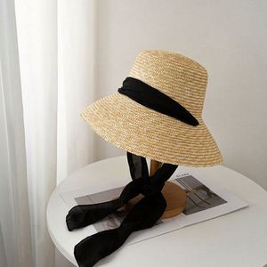 Wholesale Female <b>Straw</b> <b>Hat</b> With Satin Ribbon Wheat <b>Straw</b> Beach <b>Hats</b> Women Wide Brim Sun Bucket <b>Hat</b> - Product Image 2