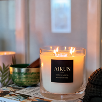 Bougie parfumée extra-large AIKUN en verre transparent à plusieurs mèches pour salons, avec pot à large ouverture, décoration parfumée pour la maison