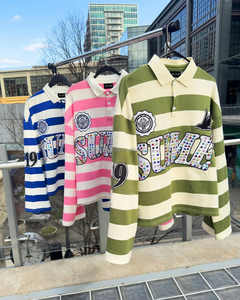 Guangzhou Shangshang özel yaka gömlek Gem taş Rugbys nakış parlama kol erkekler için uzun kollu Polo t Shirt erkekler - Product Image 1