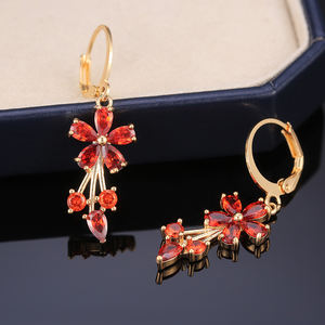 CAOSHI เครื่องประดับสำหรับพรรคของขวัญต่างหูทองชุบห้อยต่างหูสำหรับผู้หญิงที่ละเอียดอ่อนหินลดลงดอกไม้เพทายต่างหู - Product Image 5