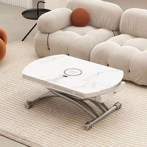 Khung kim loại bị cháy đá hàng đầu Bàn Ăn Chiều cao có thể điều chỉnh vòng mở rộng bàn cà phê cho ngôi nhà nhỏ - Product Image 2