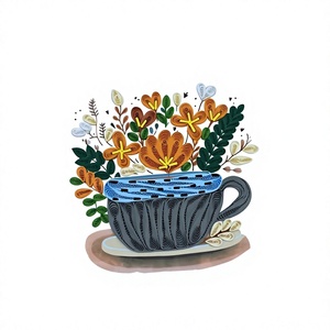 3D Quilling Card Handmade Modern Floral Tea <b>Cup</b> Greeting Card Paper Matte Finish Digital Printing Artistic Design Pop-up - Product Image 3
