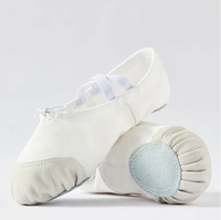 Ballerines classiques Tan et blanches chaussures de danse de ballet en toile marron pour femmes, filles et enfants