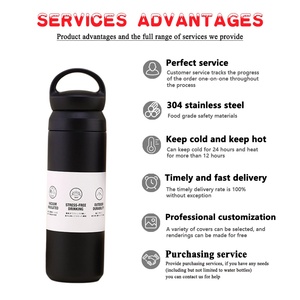 Bouteille d'eau isotherme en acier inoxydable avec logo personnalisé, 350 ml/500 ml, double paroi, avec poignée et couvercle anti-fuite - Product Image 2