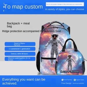 Custom Space Theme Astronaut Print Kids School <b>Backpack</b> Set With <b>Lunch</b> <b>Bag</b> for Boys Girls Kids Primary Middle School Aged 6-18 - Product Image 5