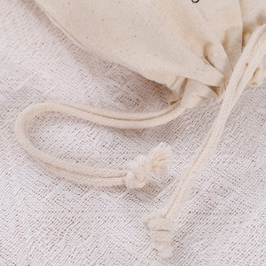 Recycle <b>Muslin</b> Cotton Canvas Fabric Linen Gift Packaging Pouch Flat Bottom Organic Soft Cotton Drawstring Bag with Custom logo - Product Image 5