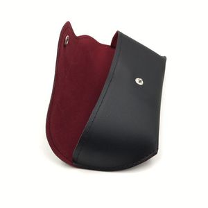 Étui à lunettes en cuir Zt, rectangulaire noir, motif uni, 3-5,9 pouces, pour le rangement des lunettes - Product Image 2