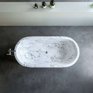 Tùy chỉnh kích thước Tay Chạm Khắc sang trọng đá cẩm thạch tự nhiên freestanding đá rắn bề mặt bồn tắm người lớn ngâm bồn tắm - Product Image 3