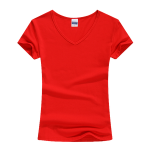 Bán Buôn Trống Đồng Bằng 100% Bông <span class=keywords><strong>V</strong></span>-Cổ Áo Thun Cô Gái 'T Áo Sơ Mi Tùy Chỉnh In Ấn Kỹ Thuật Số <span class=keywords><strong>V</strong></span>ới Logo In Phụ Nữ <span class=keywords><strong>V</strong></span> Cổ T-Shirts - Product Image 3