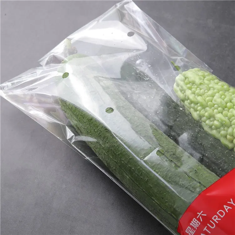 مخصصة لمكافحة الضباب بوب حقيبة الفاكهة الطازجة الخضروات التعبئة أكياس الخس البلاستيك التعبئة والتغليف الذاتي لاصقة شفافة واضحة
