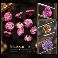 Pierres de Moissanite Colorées en Gros, Taille Ronde Rose, Verte, Jaune, 1-3 Carats, VVS1, Pierres Précieuses de Moissanite Personnalisées pour la Fabrication de Bijoux