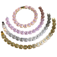 Bling chaîne cubaine de luxe en cristal de 13mm, Hip Hop, collier en strass glacé, chaîne, Bracelet, bijoux