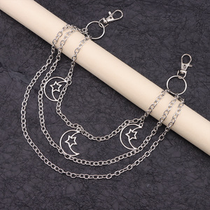 จี้รูปพระจันทร์และดาว สร้อยคล้องกางเกงหลายชั้น สร้อยคาดเอวสีเงินทิเบต เครื่องประดับแฟชั่นลำลอง - Product Image 4