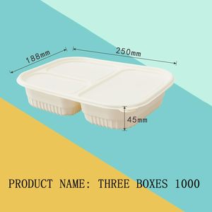 Envase de Almidón de Maíz para Llevar, Contenedor Desechable de 2, 3 y 4 Compartimentos para Comida para Llevar de Restaurante, Lonchera Cuadrada de Almidón de Maíz - Product Image 2