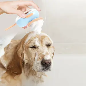 Щетка для мытья домашних животных, распределитель шампуня для собак, кошек, домашних животных, силиконовая электрическая массажная портативная щетка для ванной/