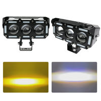 Phare auxiliaire LED JHS à 3 lentilles pour moto, feux de brouillard bicolores DRL, lampe de travail pour ATV, UTV, camion, véhicule tout-terrain, usine