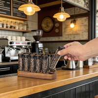 Tubes de stockage de grains de café à dose unique de haute qualité, flacons doseurs en verre, conteneur de grains d'espresso avec support de base pour barista