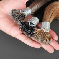 Vente chaude Double Dessiné Nano Anneau Cheveux Russe 100% Remy Cheveux Humains Micro Lien Nano anneau Extensions de Cheveux