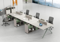 Mobilier de bureau moderne ouvert modulaire pour 2 4 6 personnes avec poste de travail Table de bureau design avec pieds en métal et cuir