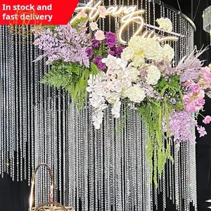 Tirai manik kaca kualitas tinggi tali manik segi delapan kristal transparan untuk dekorasi langit-langit pesta pernikahan