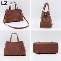 Tas Tangan Wanita Kulit Asli LZ Tas Jinjing Minimalis dengan Pegangan Atas Tas Bahu Besar Klasik untuk Perjalanan Tas Selempang yang Dapat Dilepas