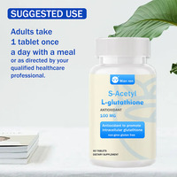 Comprimés hydratants et éclaircissants pour la peau, végétaliens, 60 comprimés, 1800mg de S-Acétyl L-Glutathion avec Vitamines C et E, fabriqués en Chine (OEM)